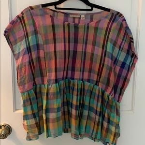 Anthropologie Holding Horses Colorful Plaid Blouse